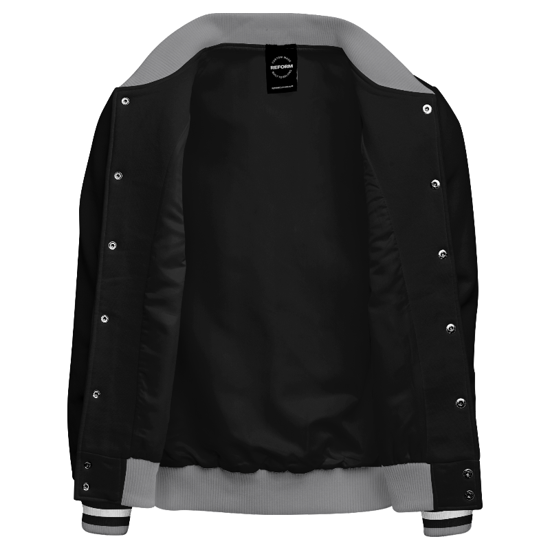 Inside lining of Fleece Varsity Jacket with Black lining