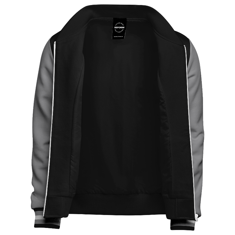 Inside lining of Fleece Varsity Jacket (Zip) with Black lining
