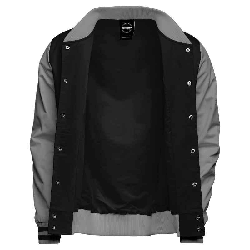 Inside lining of Woven Letterman Jacket with Black lining