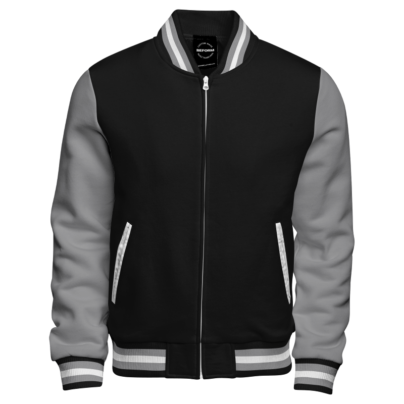 Fleece Letterman Jacket (Zip) – Front